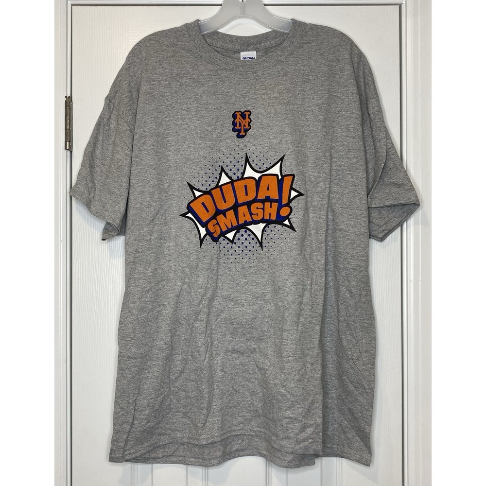 MLB New York Mets Lucas Duda "Duda Smash" Graphic T Shirt Grey‎ Size XL New